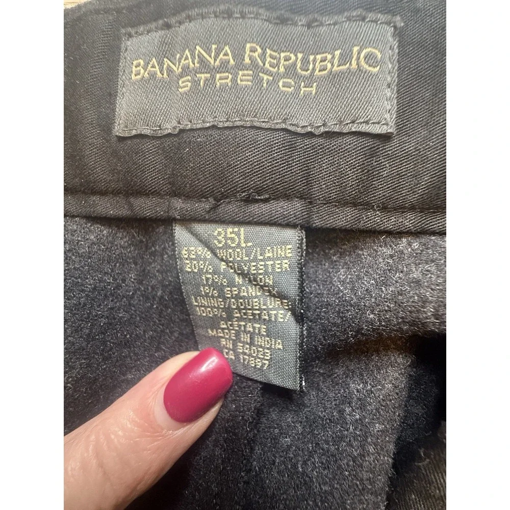 Banana Republic Stretch‎ Luxurious Wool Blend Men's Dress Pants 35L Flat Front